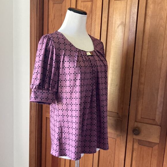 Notations Purple & Black Print Pullover Top, Size MP - Picture 2 of 12